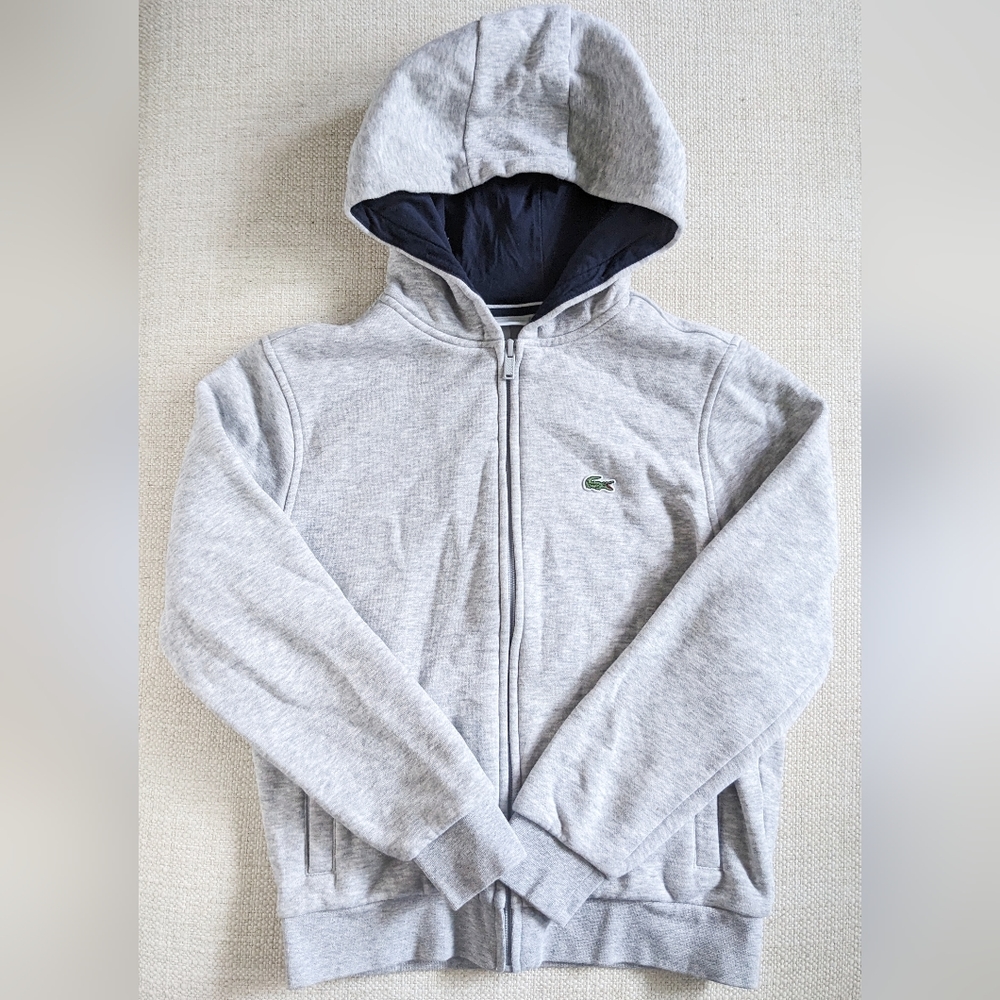 LACOSTE Kids Sport Sweatshirt Hoodie Gray size 12 boys - Picture 3 of 5